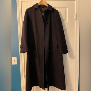 Vintage Burberry Loden Wool Navy Coat